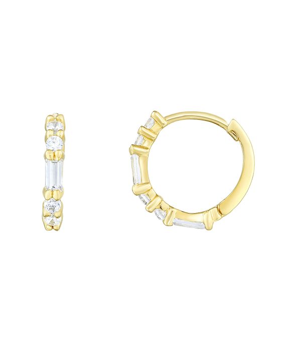 14K Gold CZ Huggie Earring