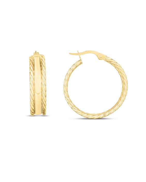 14K Gold Triple Row Hoops