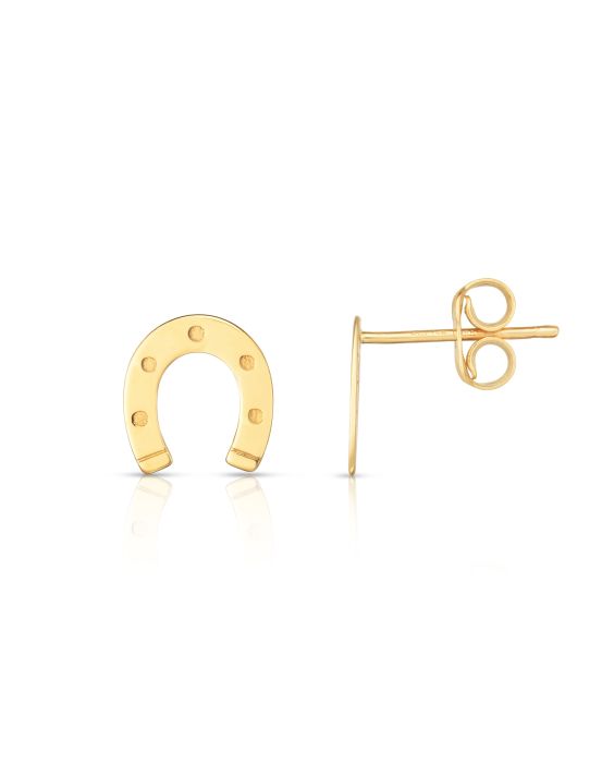 14K Gold Horseshoe Stud Earrings