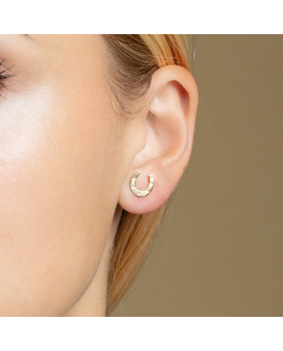 14K Gold Horseshoe Stud Earrings