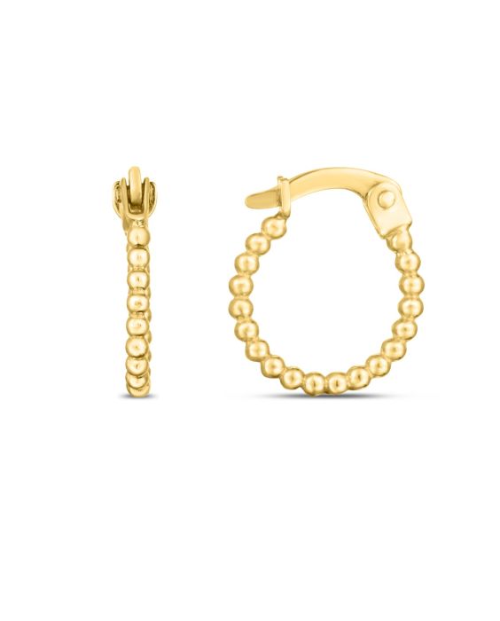 14K Gold Beaded Hoops