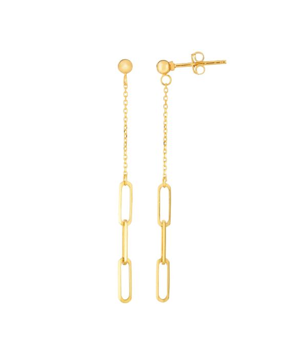 14K Gold Dangle Paperclip Earrings