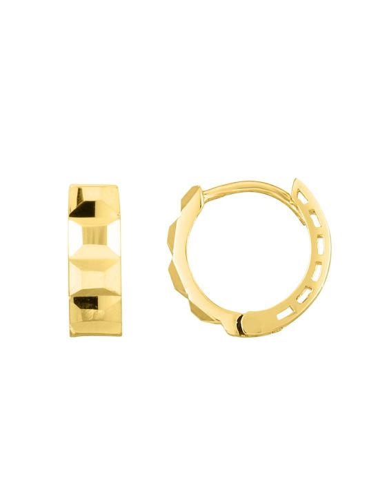 14K Gold Faceted Huggie