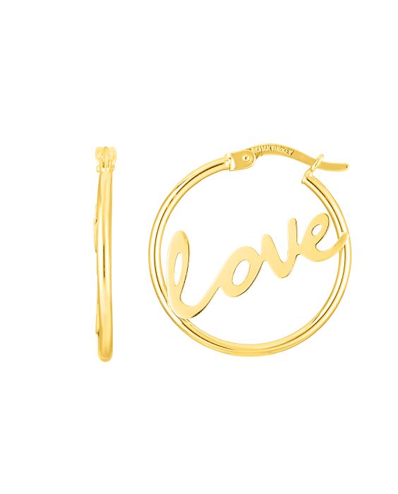 14K Gold Love Hoop