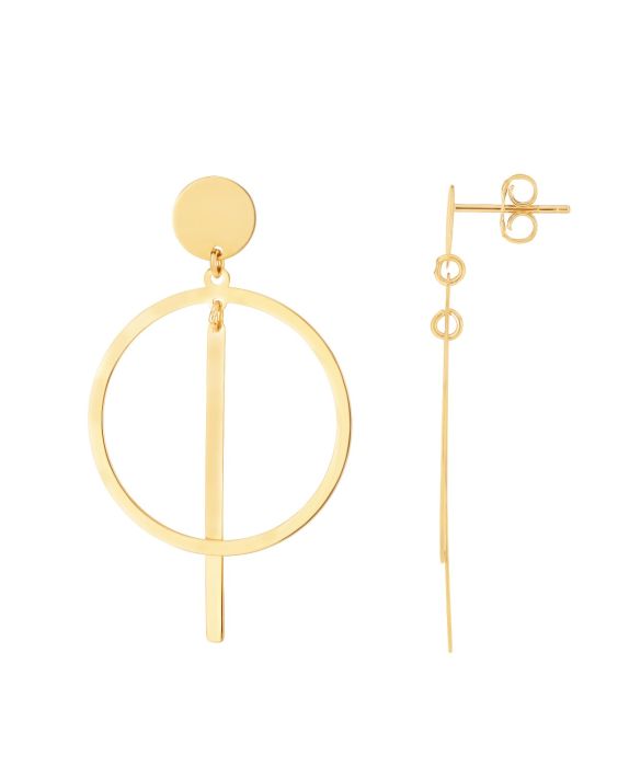 14K Gold Geometric Drop Earrings