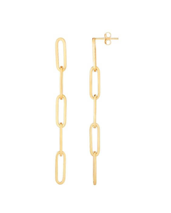 14K Gold Paperclip 5 Link Drop Earring