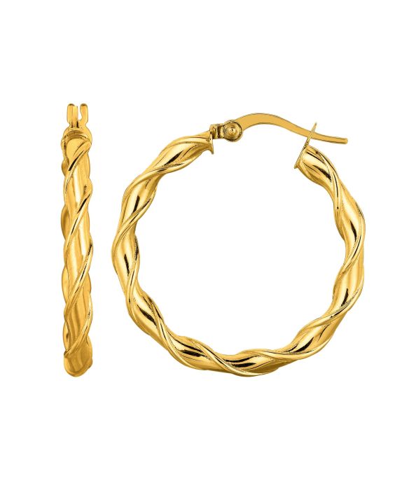 14K Gold 25mm Twist Hoop Earring