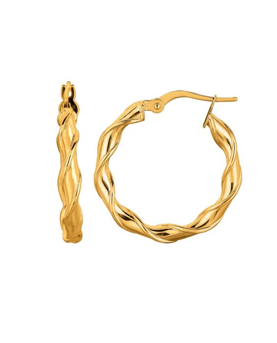 14K Gold 20mm Twist Hoop Earring