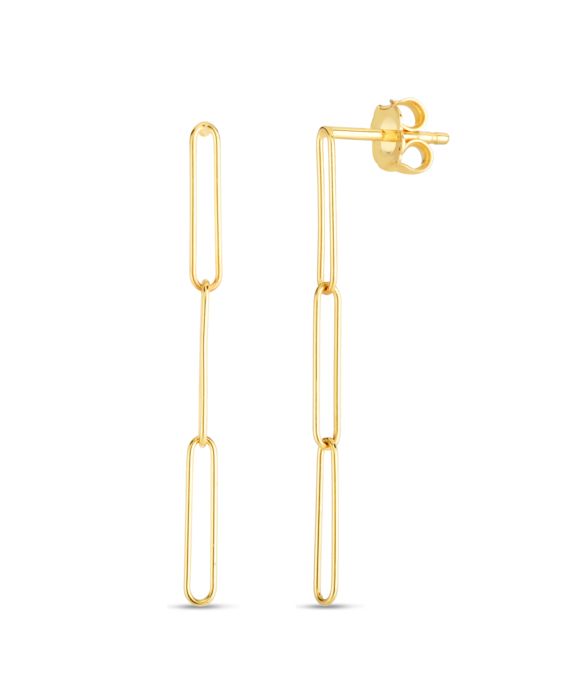 14K Lungo Paperclip Drop Earring