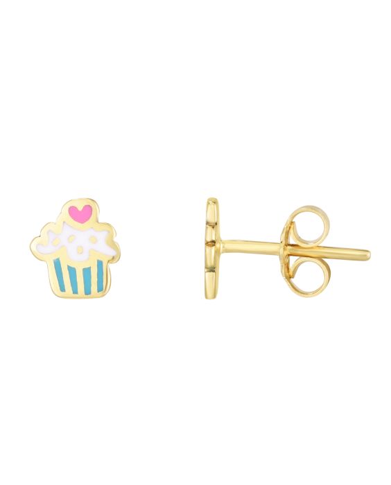 14K Cupcake Enamel Earrings