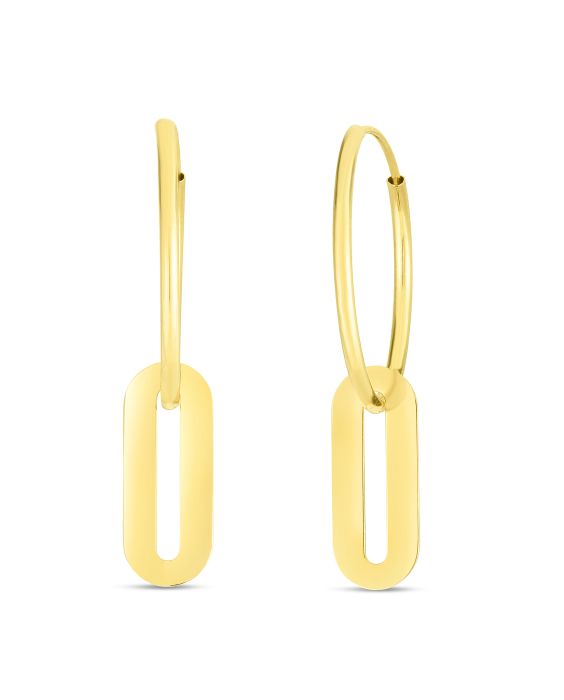 14K Paperclip Hoop Drop Earring