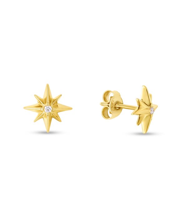 14K Gold Diamond North Star Earrings