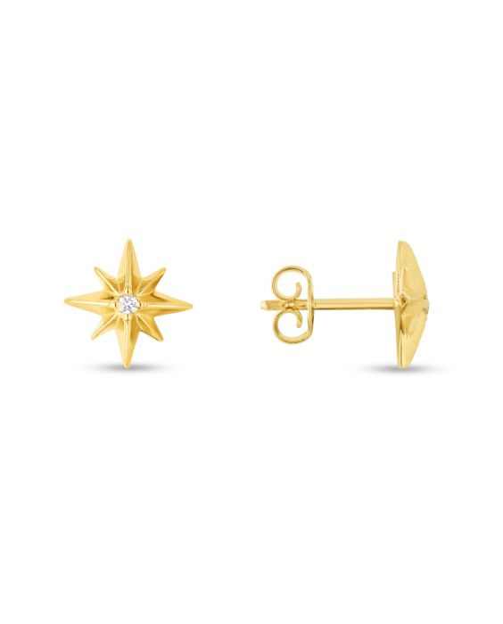 14K Gold Diamond North Star Earrings