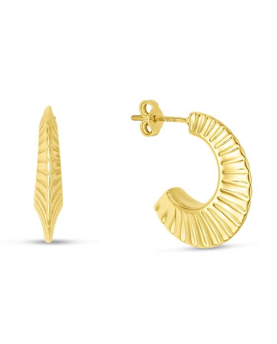 14K Gold Scalloped Hoops