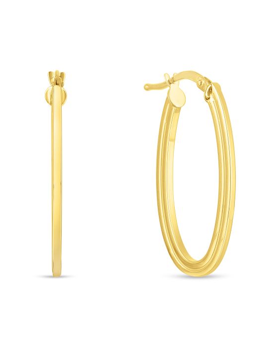 14K Gold Oval Concentric Hoops