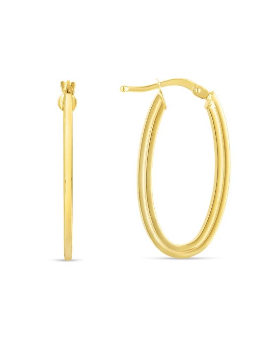 14K Gold Oval Concentric Hoops
