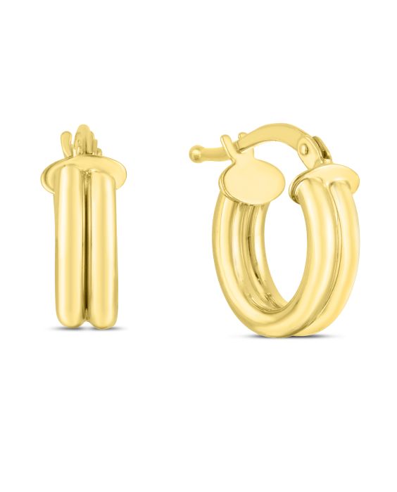 14K Gold 8mm Double Row Round Hoops