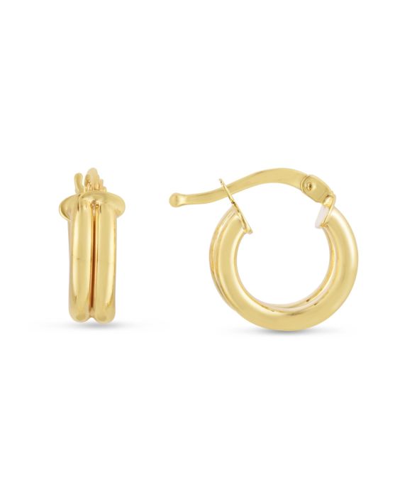 14K Gold 8mm Double Row Round Hoops