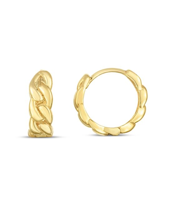 14K Curb Huggie Hoops