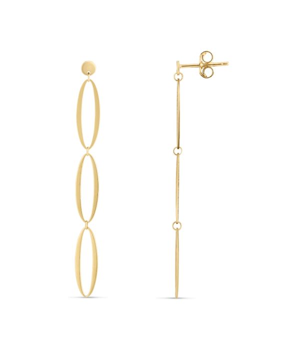 14K Triple Oval Drop Earrings