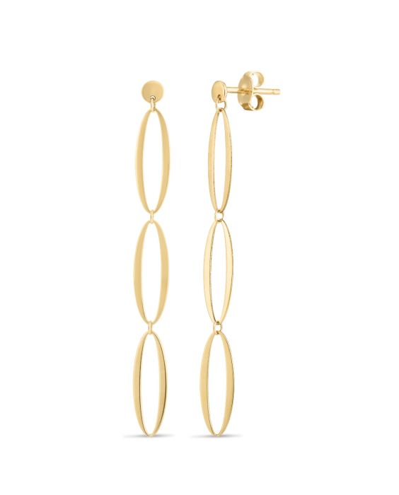 14K Triple Oval Drop Earrings