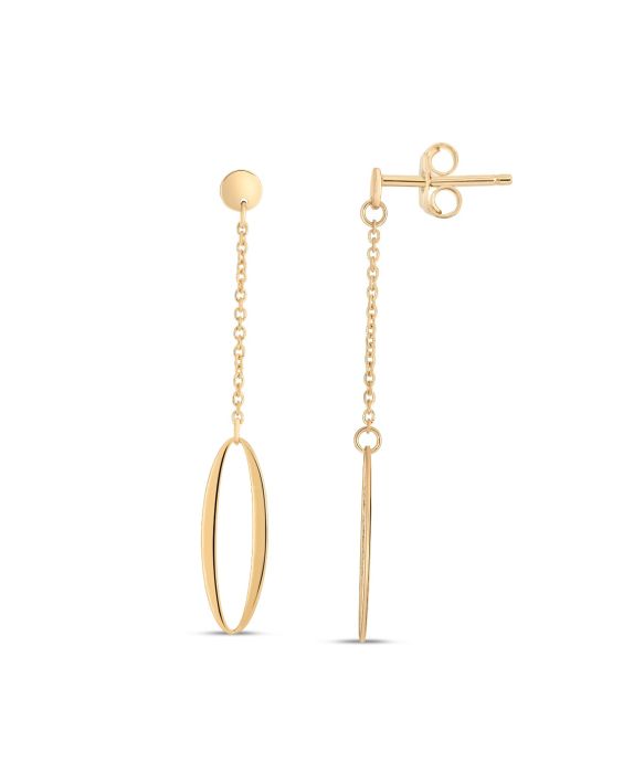 14K Oval Chain Drop Earrings