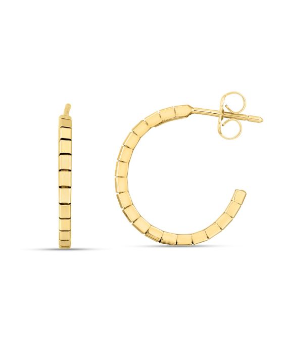 14K Brick Omega Hoop Earrings