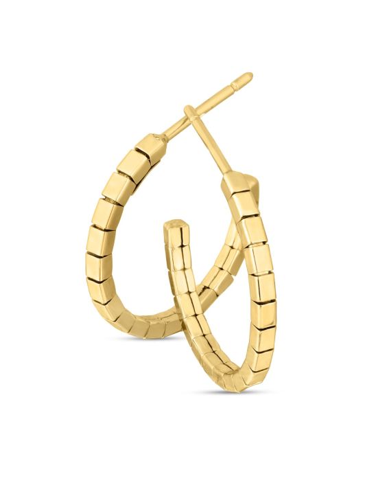 14K Brick Omega Hoop Earrings