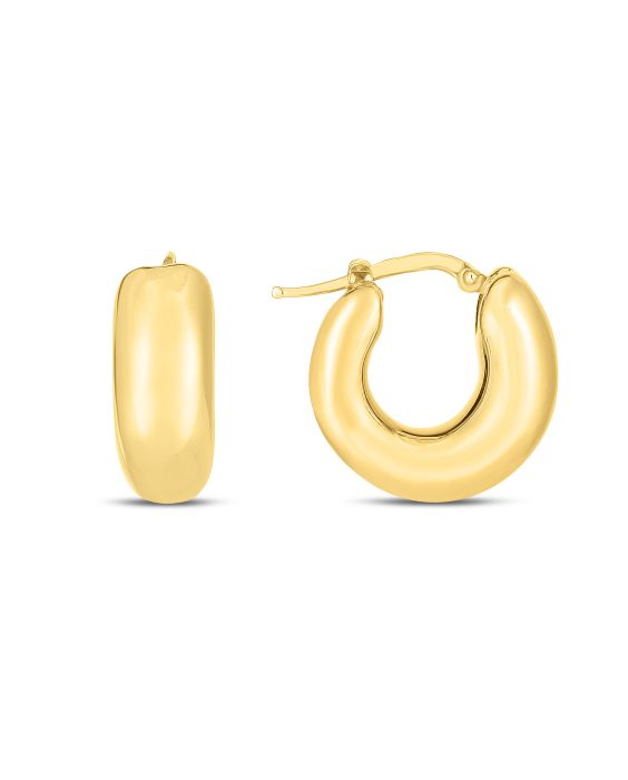 14K Small Puffy Hoops