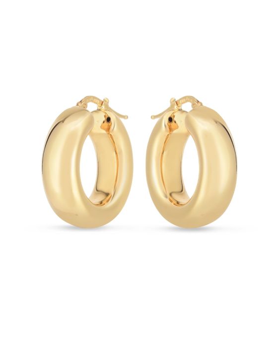 14K Medium Puffy Hoops
