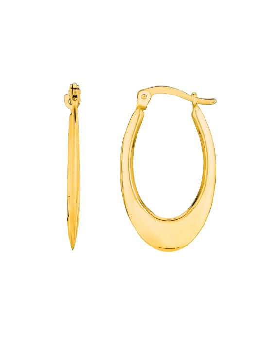14K Gold Polished Graduated Oval Back to Back Hoop Earring
