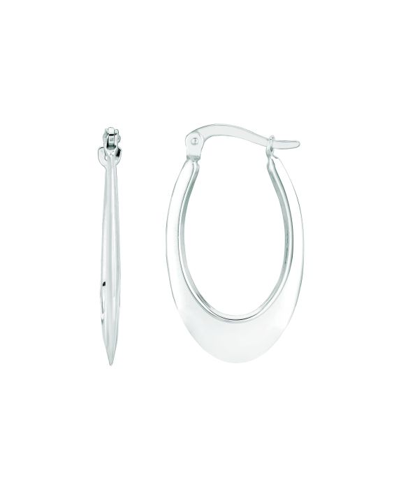14K Gold Polished Graduated Oval Back to Back Hoop Earring