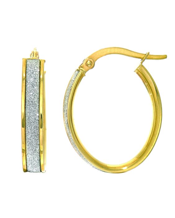14K Gold Glitter Hoop Earring