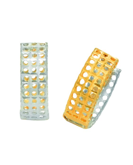 14K Gold Open Reversible Huggie Earring