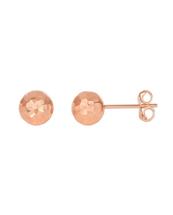 14K Gold 7mm Diamond Cut Post Earring