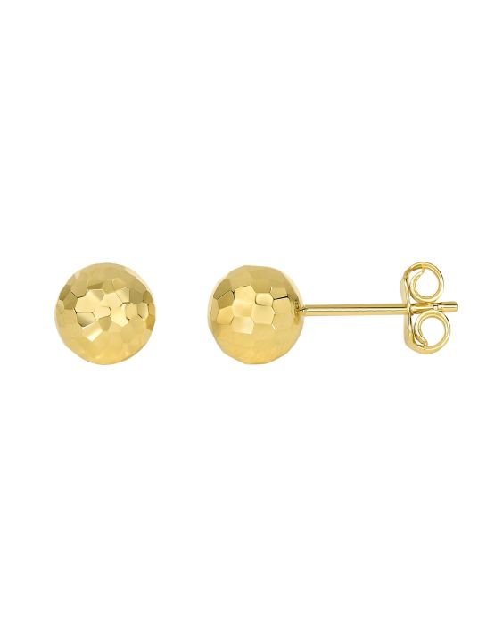 14K Gold 7mm Diamond Cut Post Earring