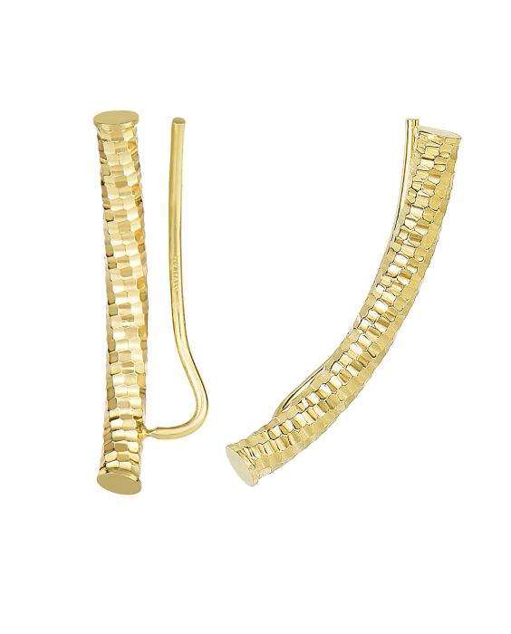 14K Gold Diamond Cut Tube Ear Climber