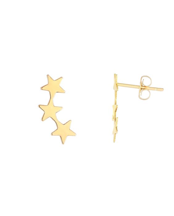 14K Gold Star Ear Climber