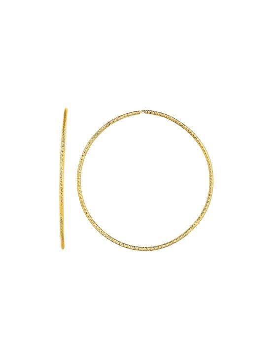 14K Gold 1.2x40mm Diamond Cut Endless Hoops