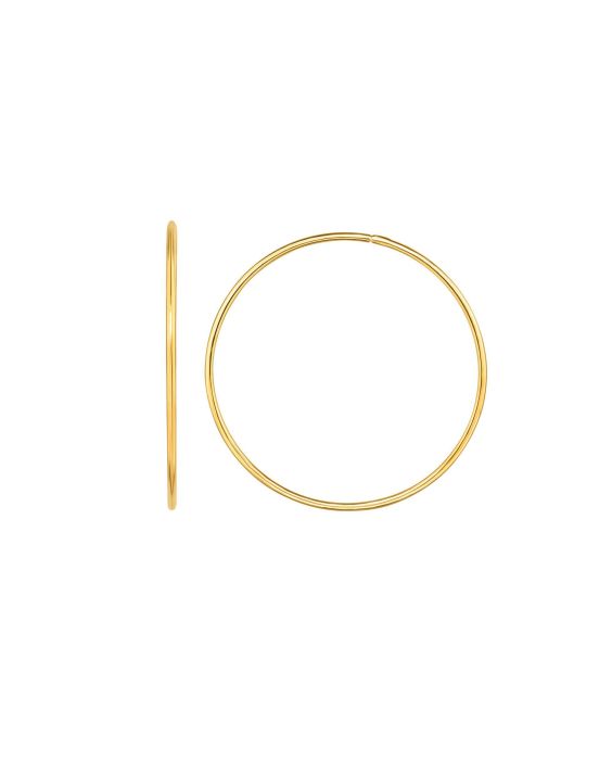 14K Gold 1.2x35mm Polsihed Endless Hoops