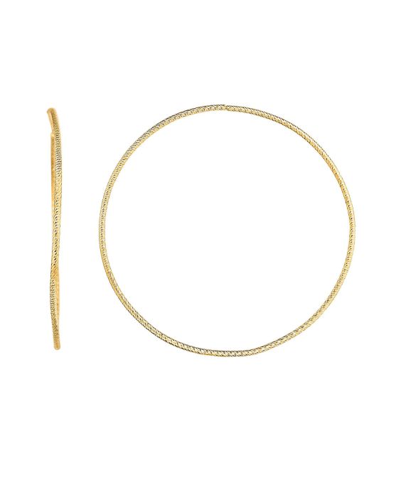 14K Gold 1.2x50mm Diamond Cut Endless Hoops