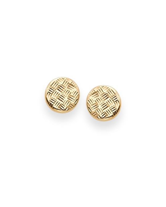 14K Gold Round Diamond Cut Post Earring