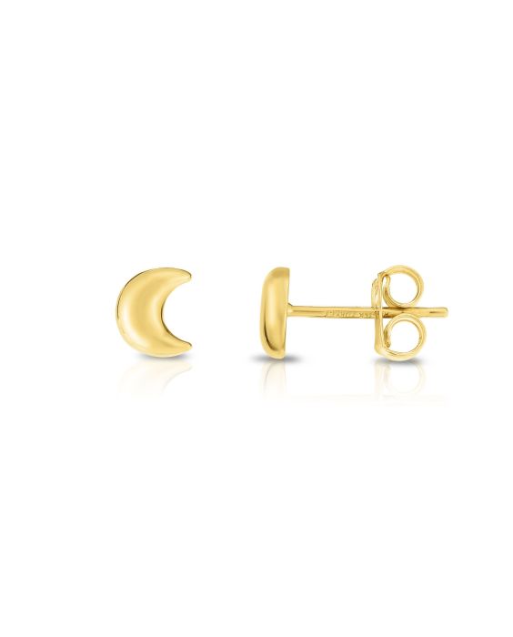 14K Gold Moon Stud Earring