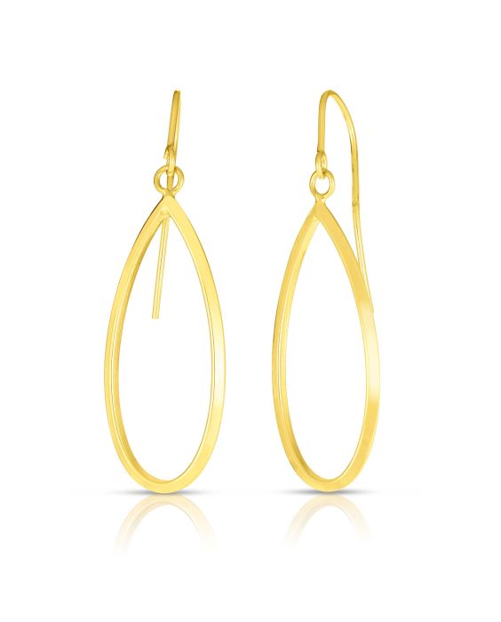 14K Gold Graduated Open Oval Dangle Earring