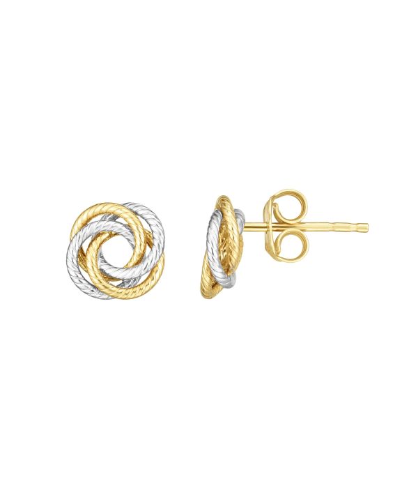 14K Gold Multi-Row, Open Center Love Knot Stud Earring