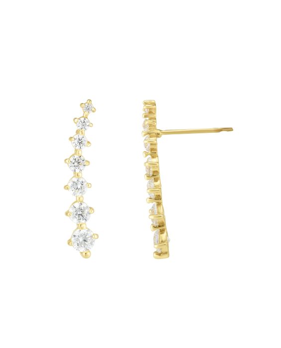 14K Gold Graduated CZ Ear Climber