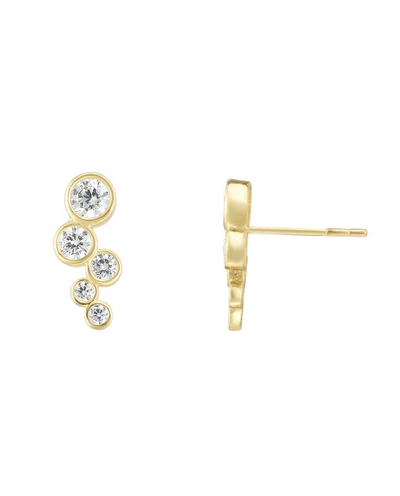 14K Gold Bezel Set CZ Ear Climber