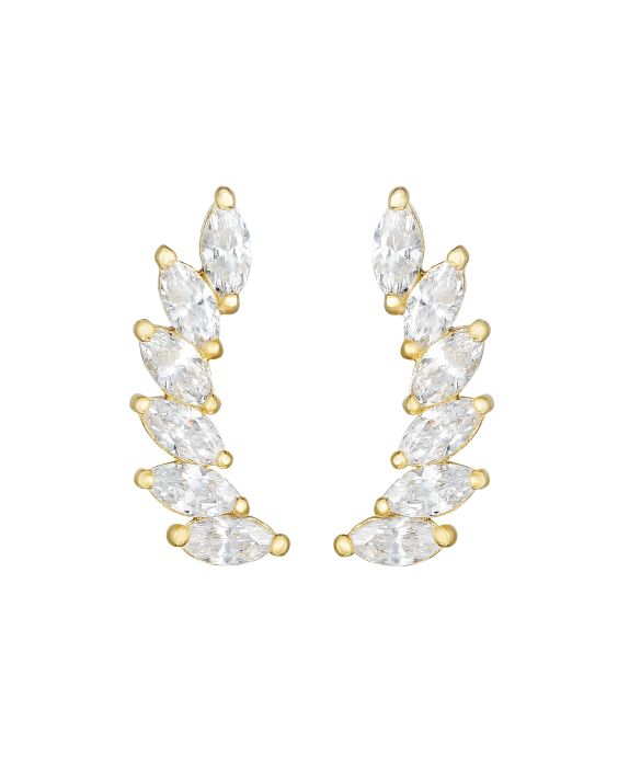 14K Gold Marquise CZ Ear Climber