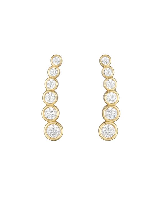 14K Gold Graduated Round Bezel CZ Ear Climber
