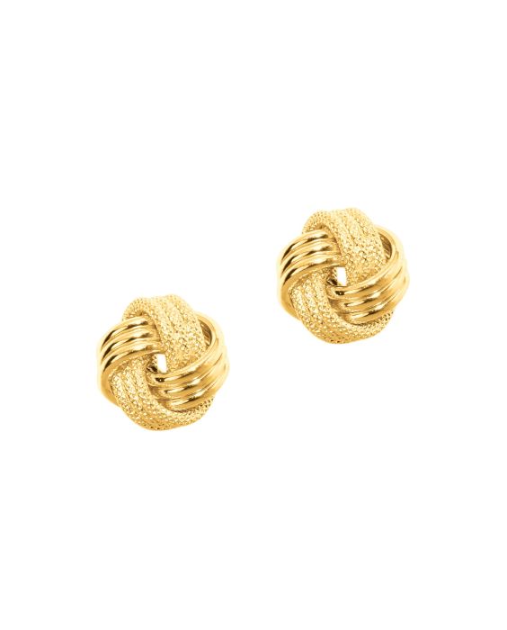 14K Gold Polished &amp; Diamond Cut Love Knot Stud Earring
